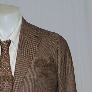 Orazio Luciano Bespoke Brown Plaid Three Roll Two Sport Coat 40